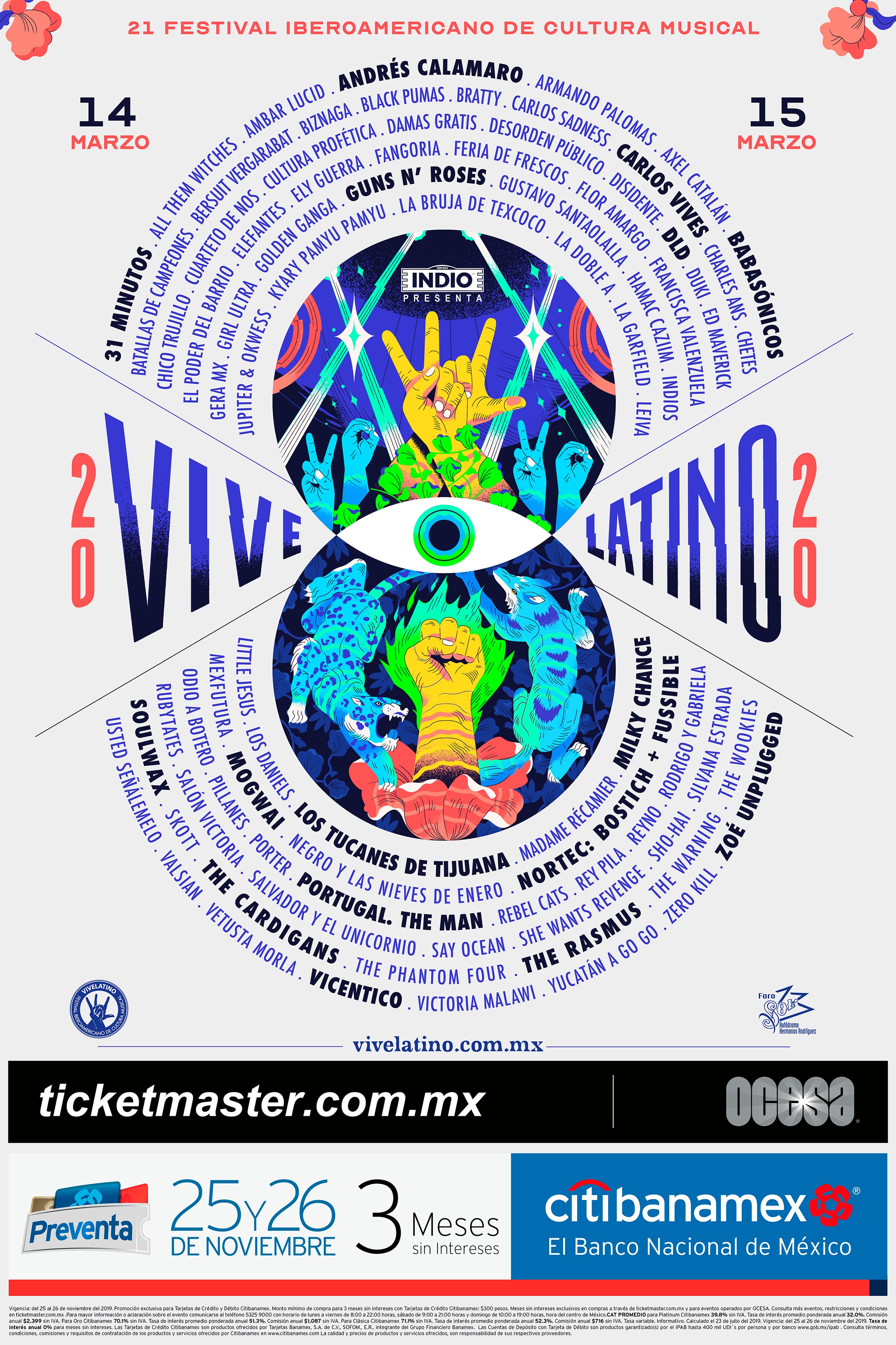 Cartel y boletos para el vive latino 2020