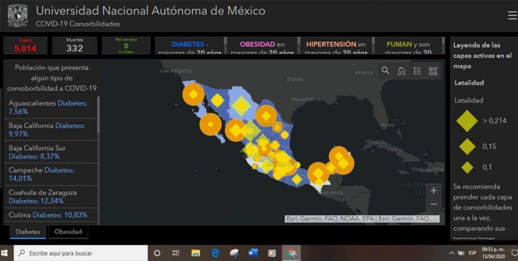 UNAM lanza sitio para visualizar avance del COVID-19 en México