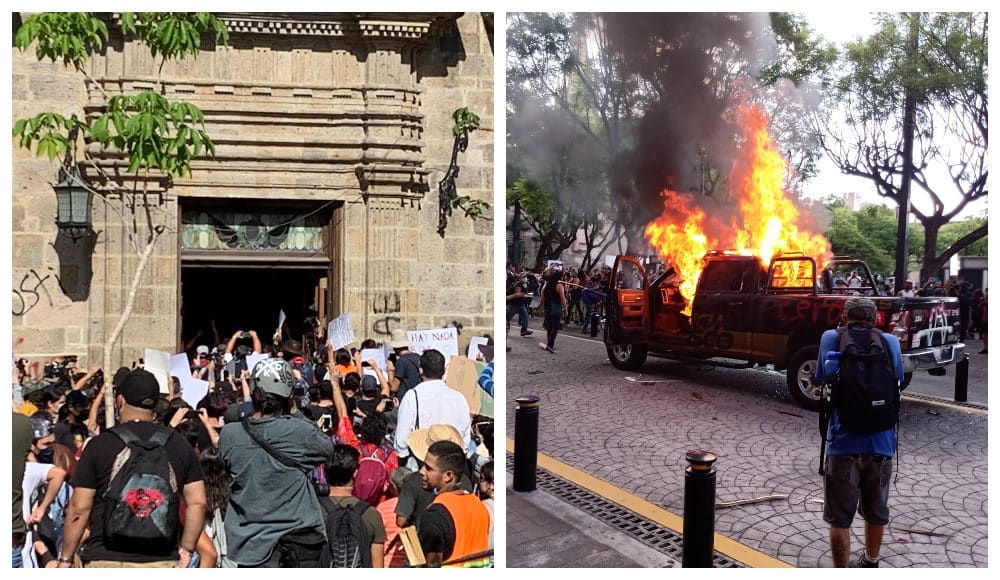 Protestas por muerte de Giovanni López llegan a Palacio de Gobierno de Jalisco