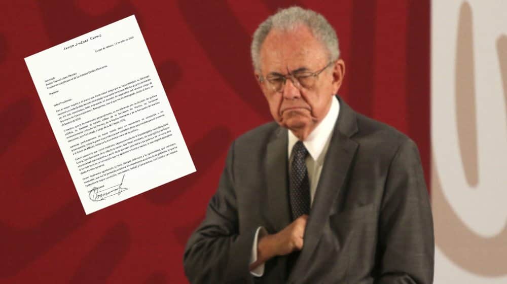 carta de renuncia de Javier Jiménez Espriú