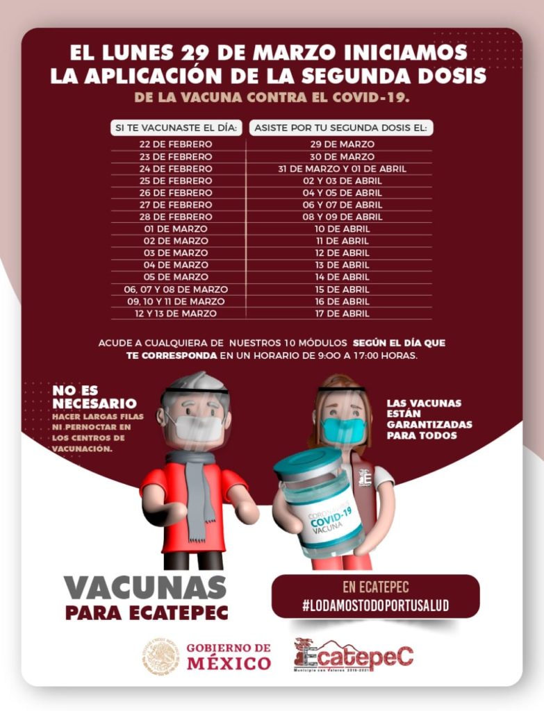 segunda dosis de la vacuna contra COVID en Ecatepec
