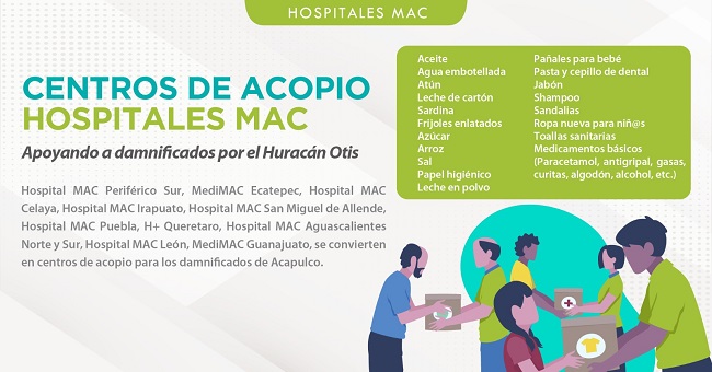 Hospitales MAC abre sus hospitales como Centros de Acopio para apoyar a afectados por el huracán Otis