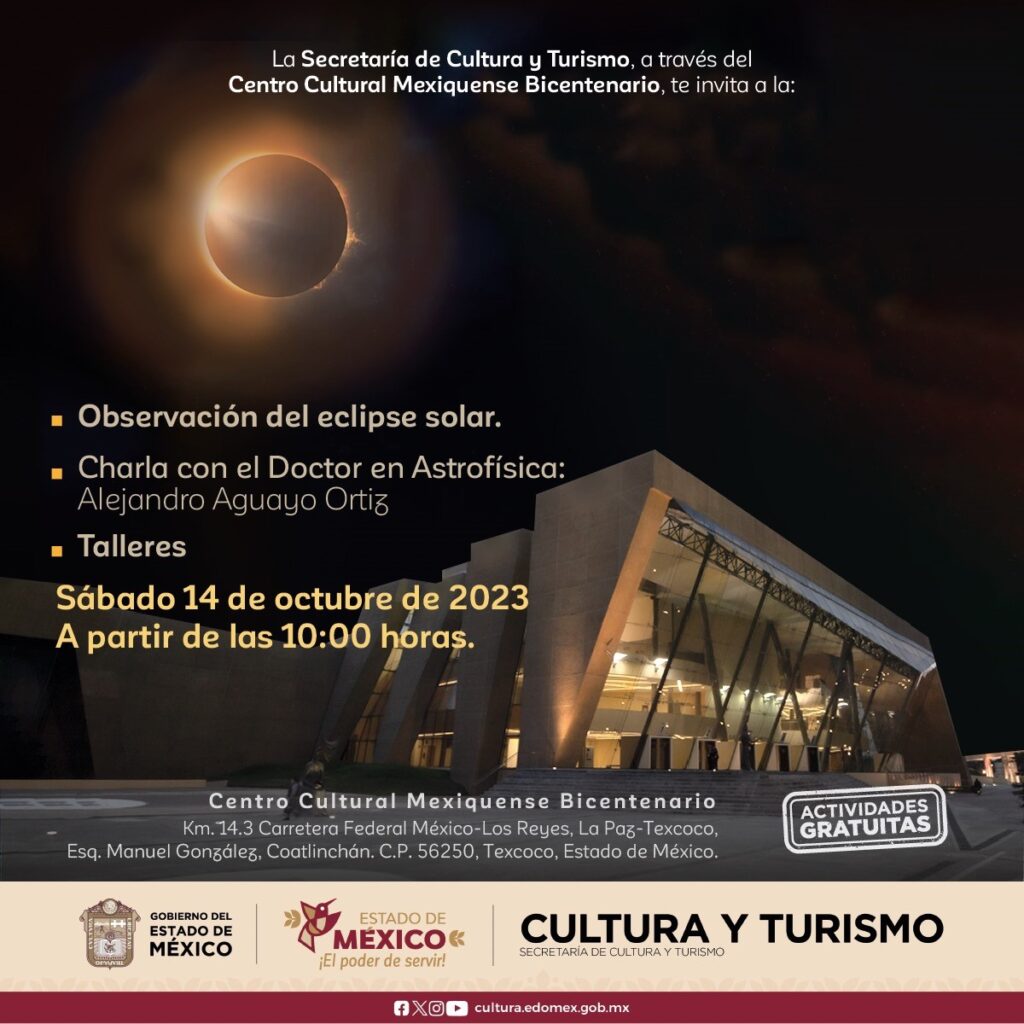 Vive el eclipse solar de forma segura en el Parque de la Ciencia “Fundadores” y en el Centro Cultural Mexiquense Bicentenario