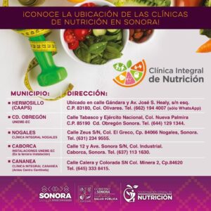 En un año se han realizado más de 10 mil acciones en las clínicas integrales de nutrición: Gobierno de Sonora