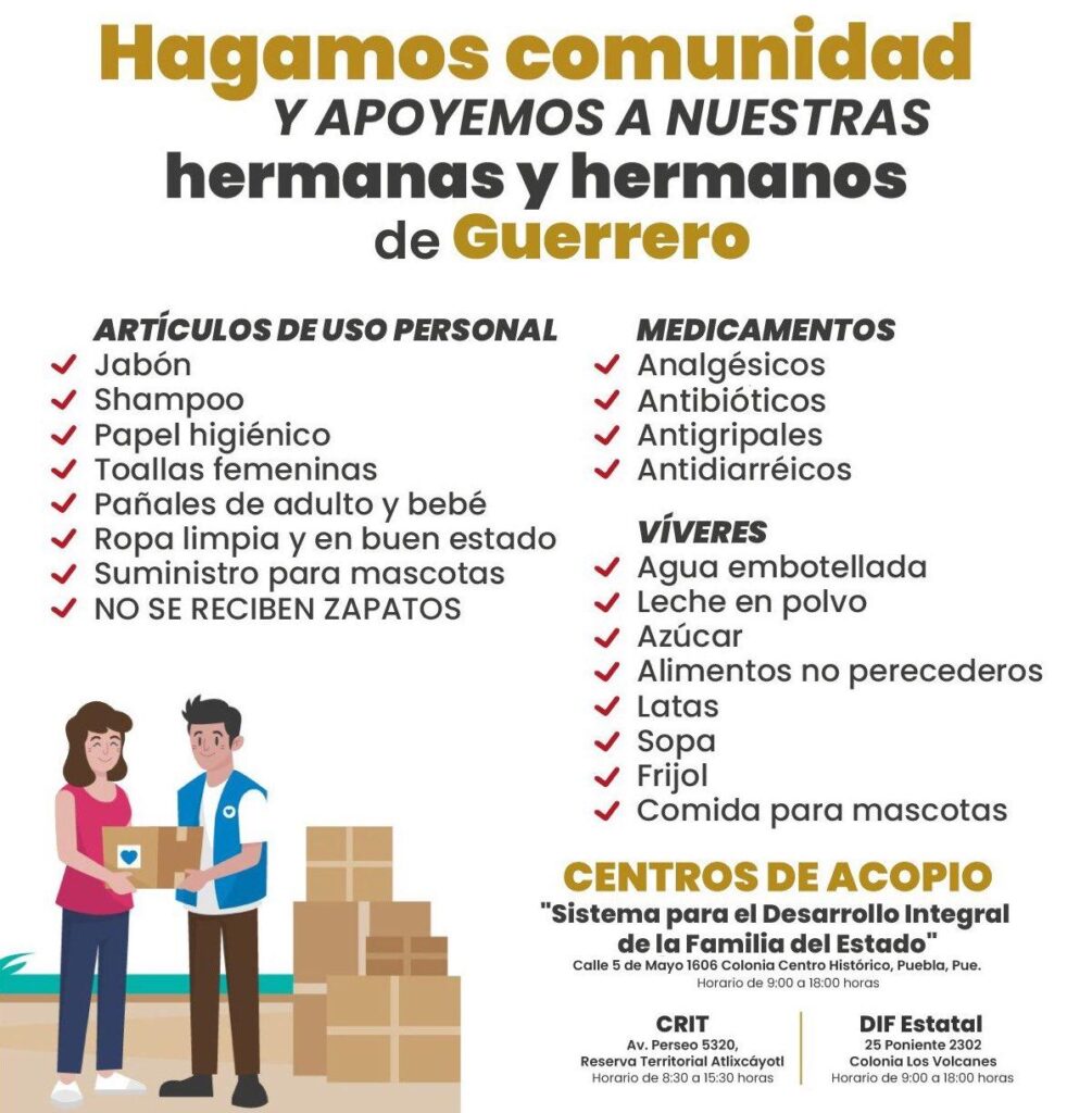 Habilita SEDIF 3 centros de acopio para damnificados por huracán "Otis" en Guerrero