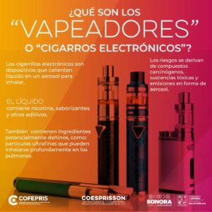Trabaja Gobierno de Sonora en concientizar sobre el uso de vapeadores y cigarros electrónicos