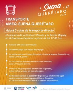 Querétaro anuncia transporte para Festival Suena Querétaro