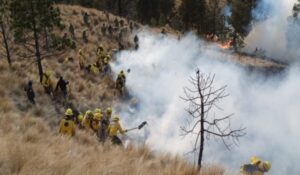 Continúan labores de combate a incendio forestal en el Parque Nacional Iztaccíhuatl Popocatépetl